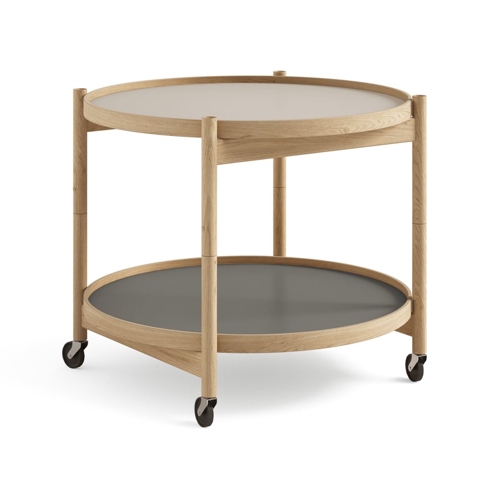 Brdr. Krüger Bølling Tray Table model 60 Servierwagen Stone, Eichengestell geölt