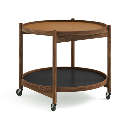 Brdr. Krüger Bølling Tray Table model 60 Servierwagen Clay, Walnussholzgestell geölt