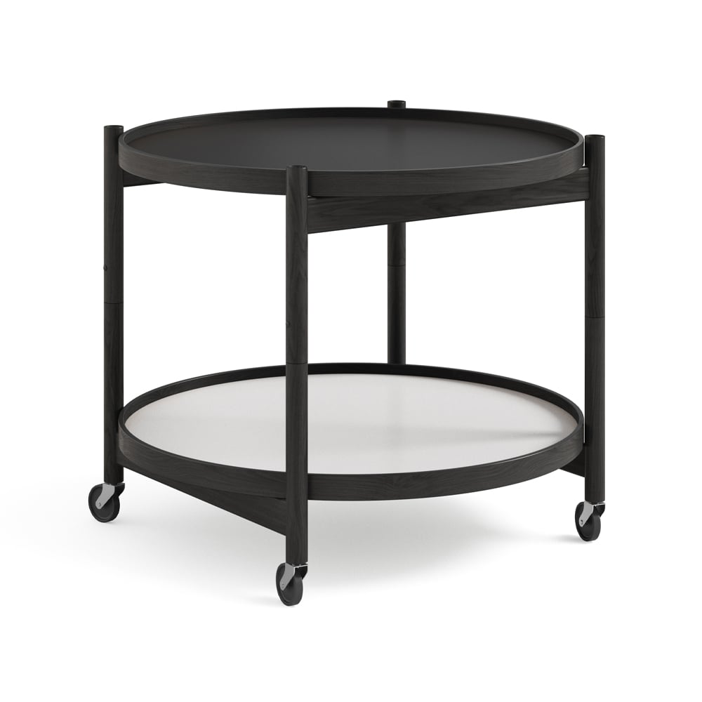 Brdr. Krüger Bølling Tray Table model 60 rullbord base, svartlackat ekstativ