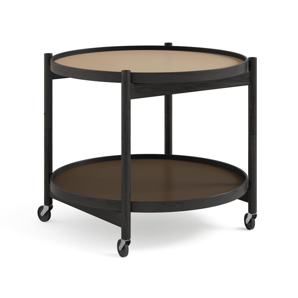 Brdr. Krüger Bølling Tray Table model 60 rullbord earth, svartlackat ekstativ