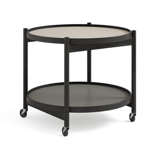 Brdr. Krüger Bølling Tray Table model 60 Servierwagen stone, Eichengestell schwarz lackiert