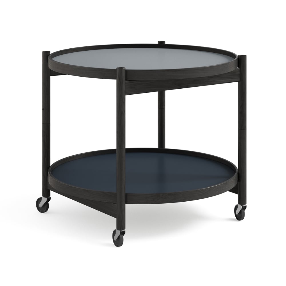 Brdr. Krüger Bølling Tray Table model 60 rullbord water, svartlackat ekstativ