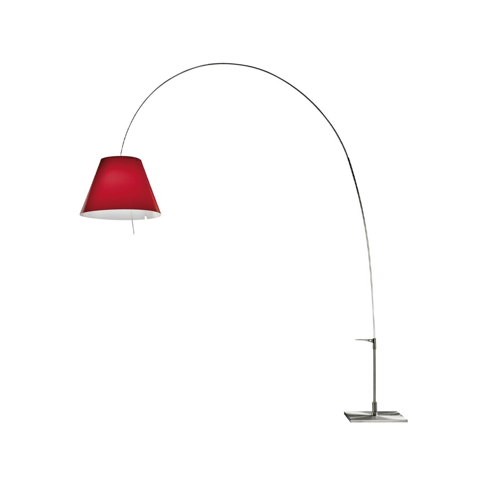 Luceplan Lady Costanza D13E d golvlampa röd skärm, aluminiumstativ