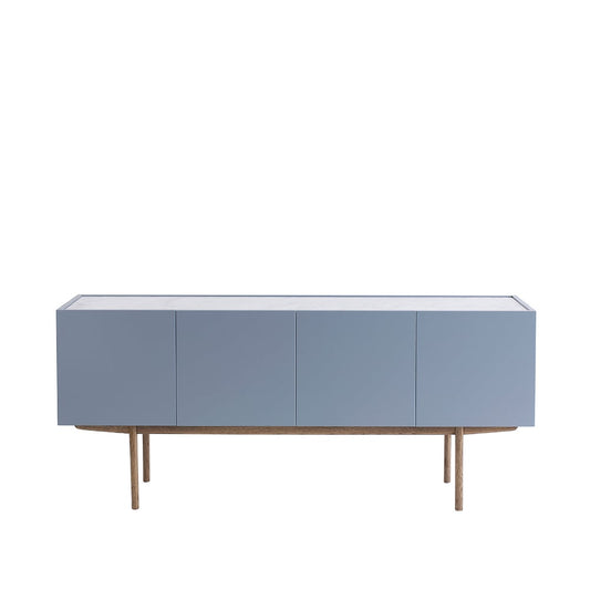 Asplund Luc Deluxe 160 Sideboard Nordic blue, topp carrara, Beine p4, Türen