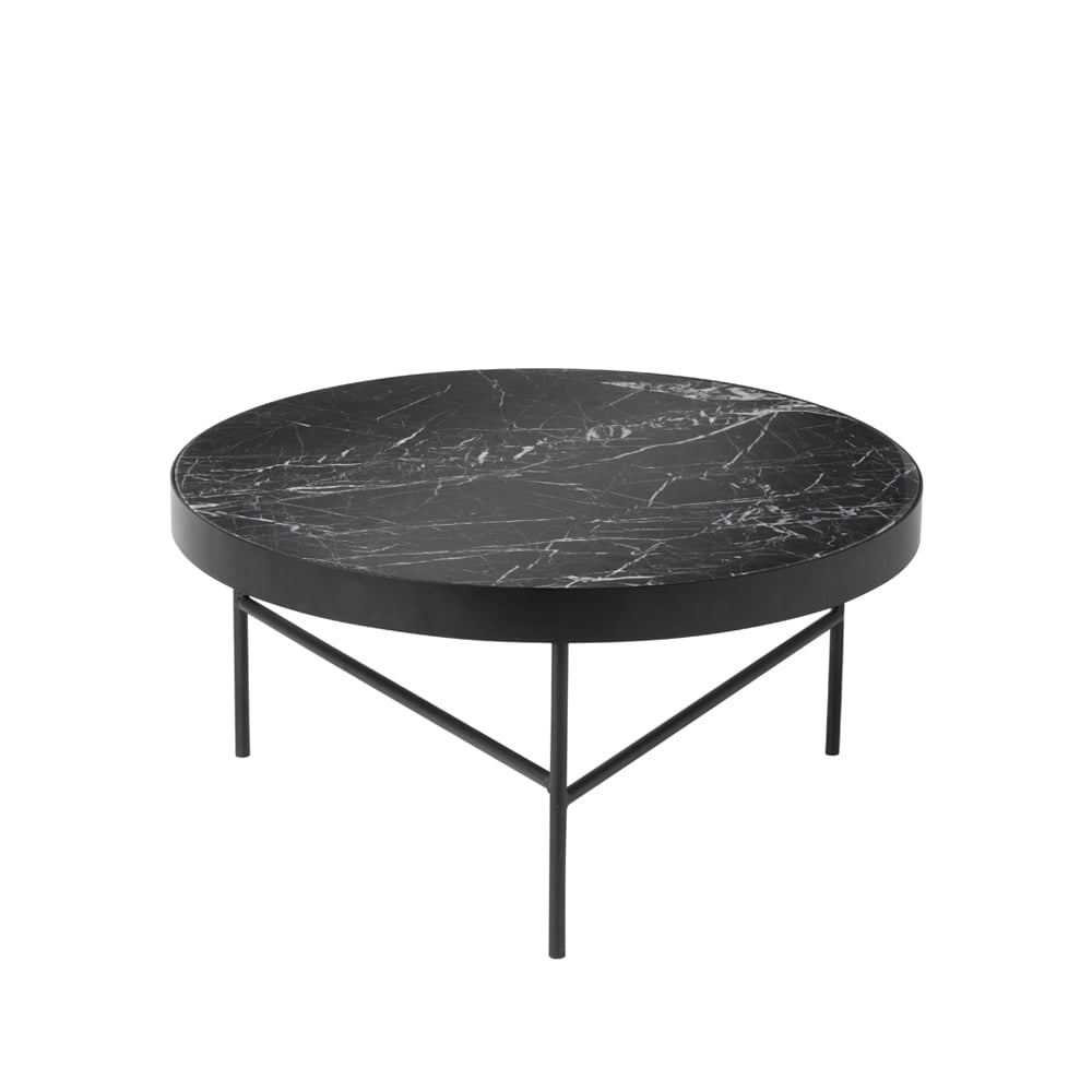 ferm LIVING Marble Table Beistelltisch Marmor schwarz, large, schwarzes Gestell