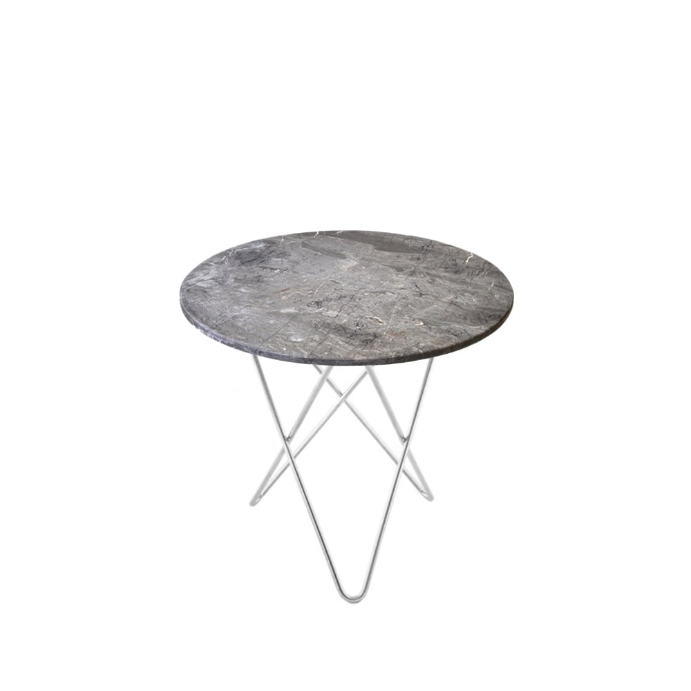 OX Denmarq Mini O Table Beistelltisch Marmor Grau  , Edelstahlgestell