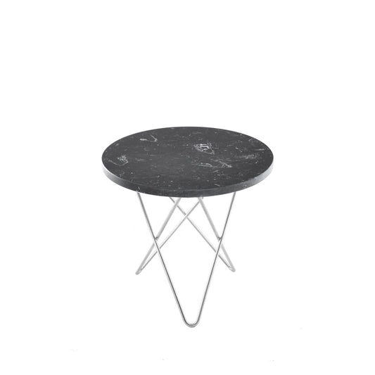 OX Denmarq Mini O Table soffbord Marmor marquina, rostfritt stativ