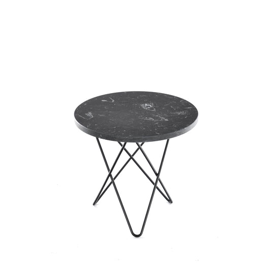 OX Denmarq Mini O Table soffbord Marmor marquina, svartlackat stativ