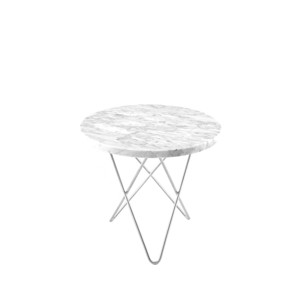 OX Denmarq Mini O Table soffbord Marmor vit, rostfritt stativ