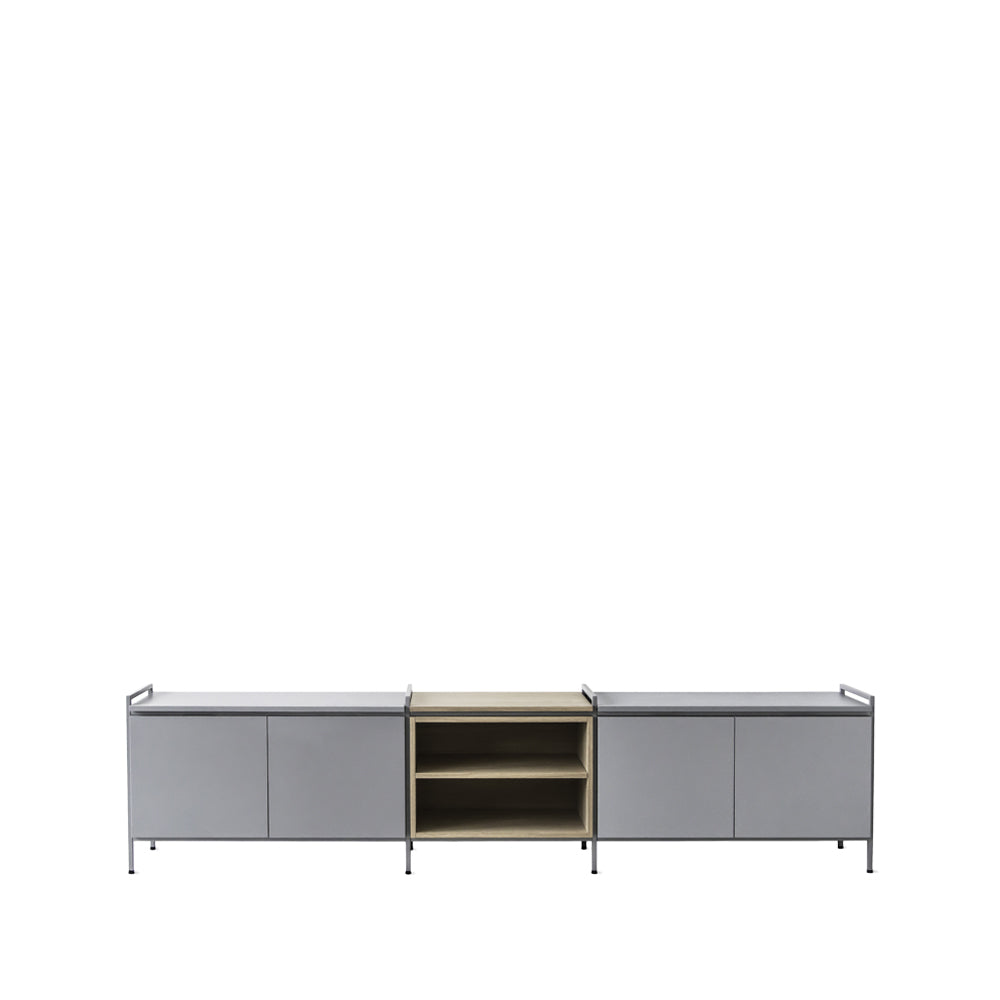 Zweed Molto Låg Sideboard Grau/Eiche, 3 Teile