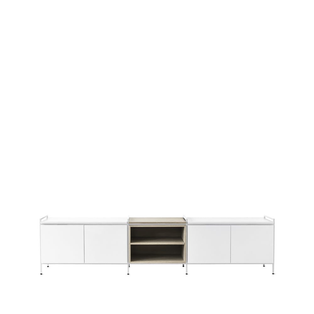 Zweed Molto Låg Sideboard Weiß/Eiche, 3 Teile