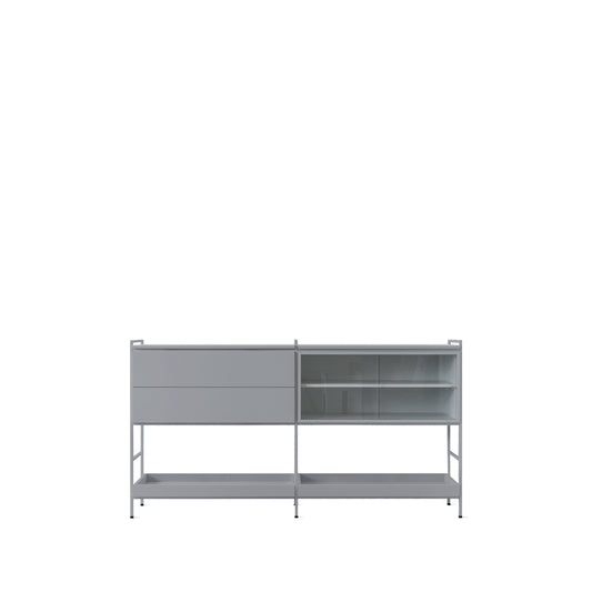 Zweed Molto Medium Sideboard Grau, 2 Teile mit Vitrine