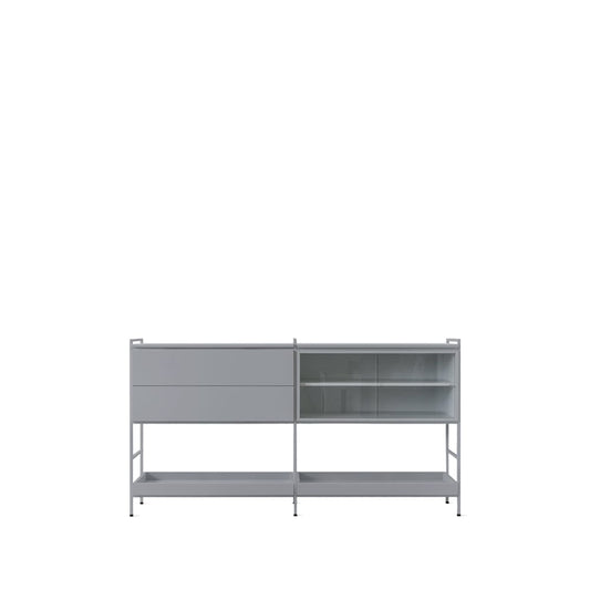 Zweed Molto Medium sideboard grå, 2 sektioner med vitrin