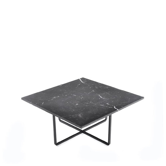 OX Denmarq Ninety Beistelltisch Marmor marquina, Schwarzes Gestell