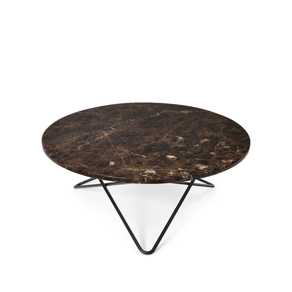 OX Denmarq O Table soffbord marmor brun, svartlackat stativ