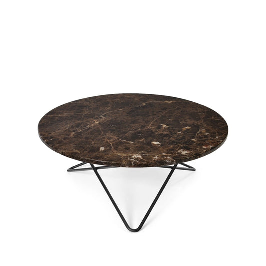 OX Denmarq O Table soffbord marmor brun, svartlackat stativ