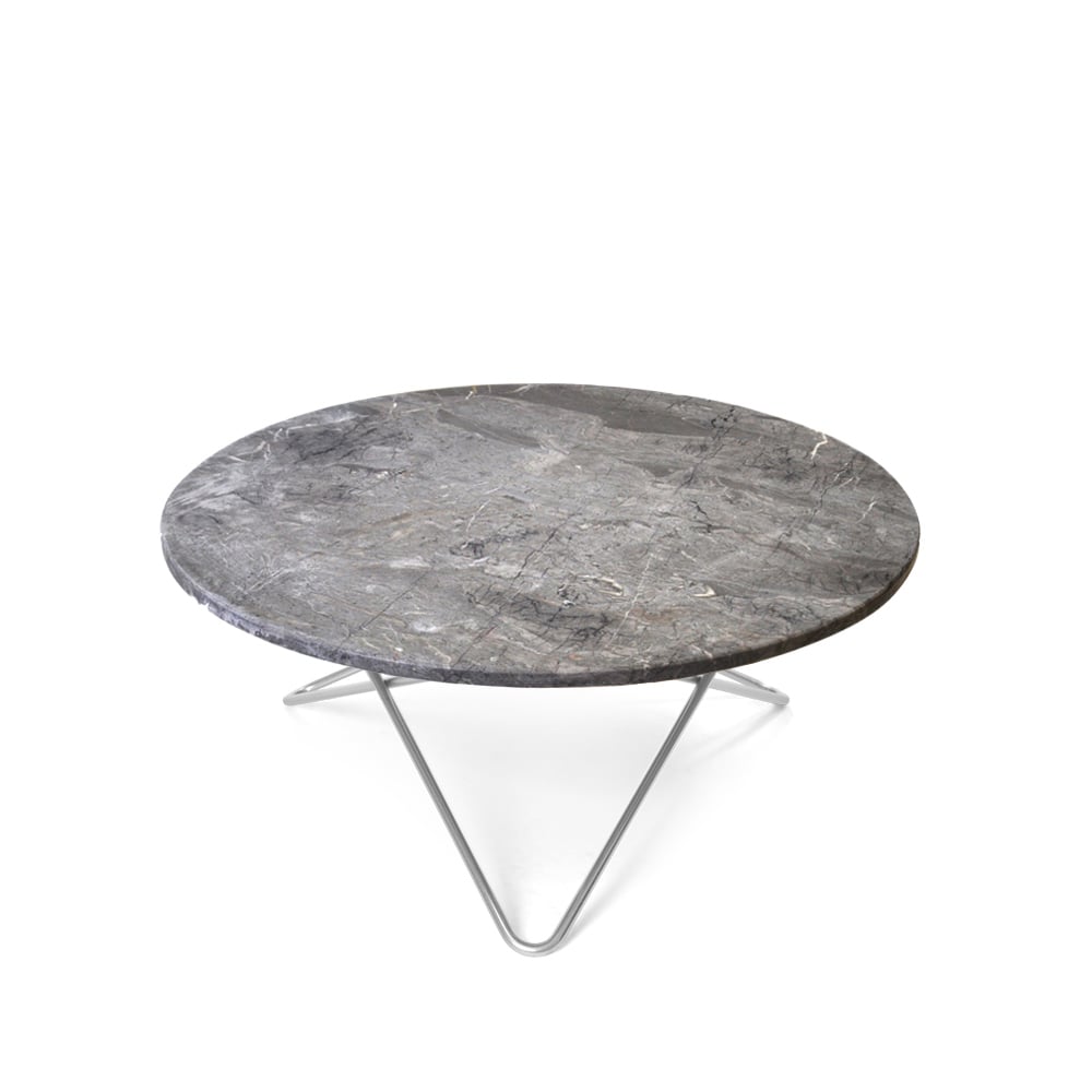 OX Denmarq O Table Beistelltisch Marmor Grau  , Edelstahlgestell