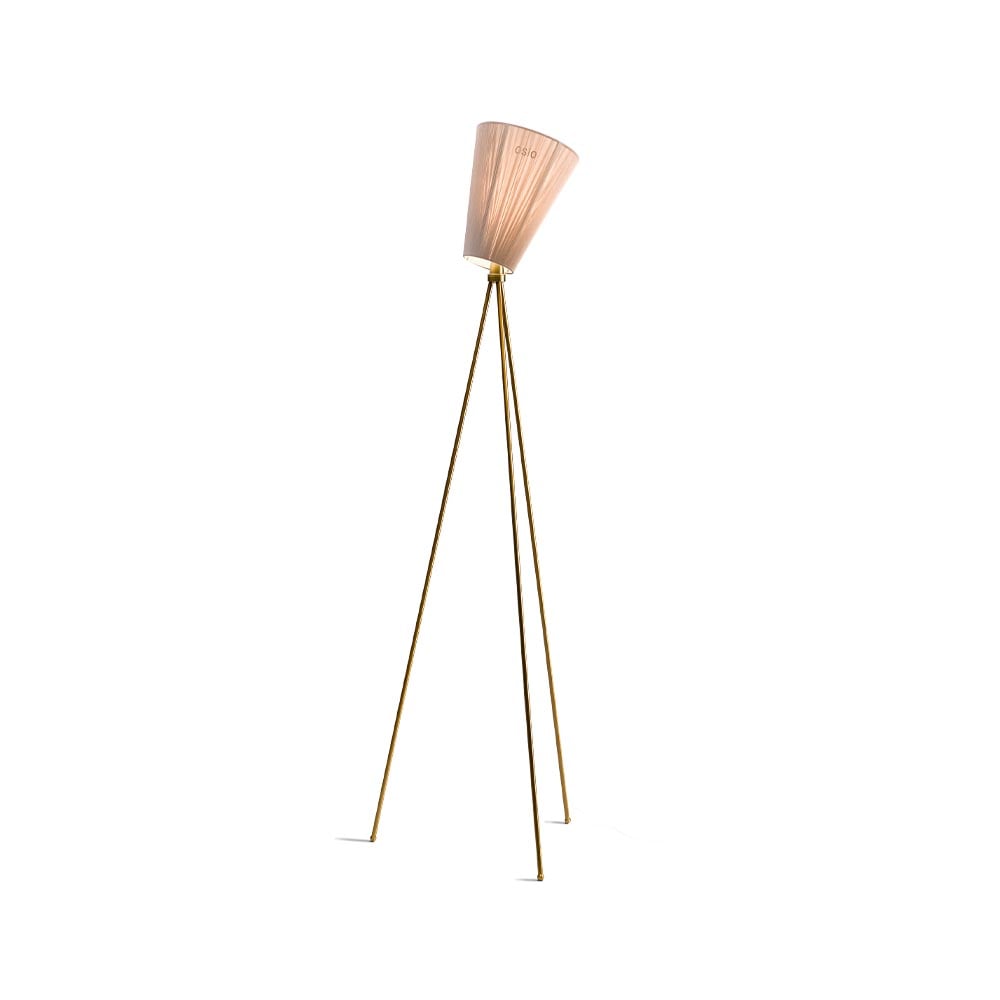 Northern Oslo Wood Golvlampa beige, guldigt stativ