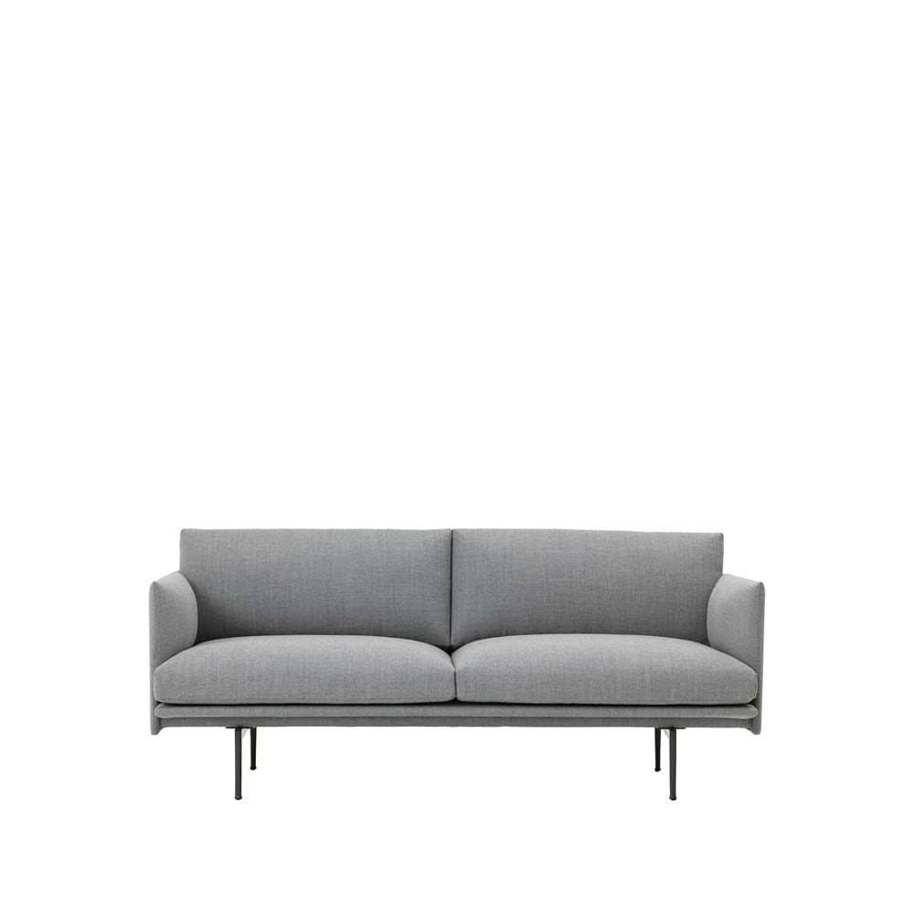 Muuto Outline soffa 2-sits Fiord 151 grey-Black