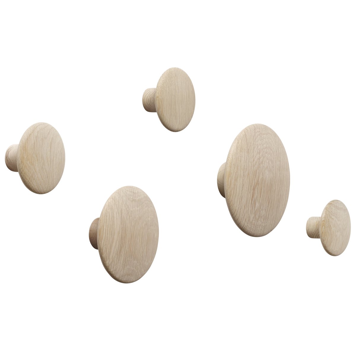 Muuto Dots Wandhaken 5er Set Eiche natur