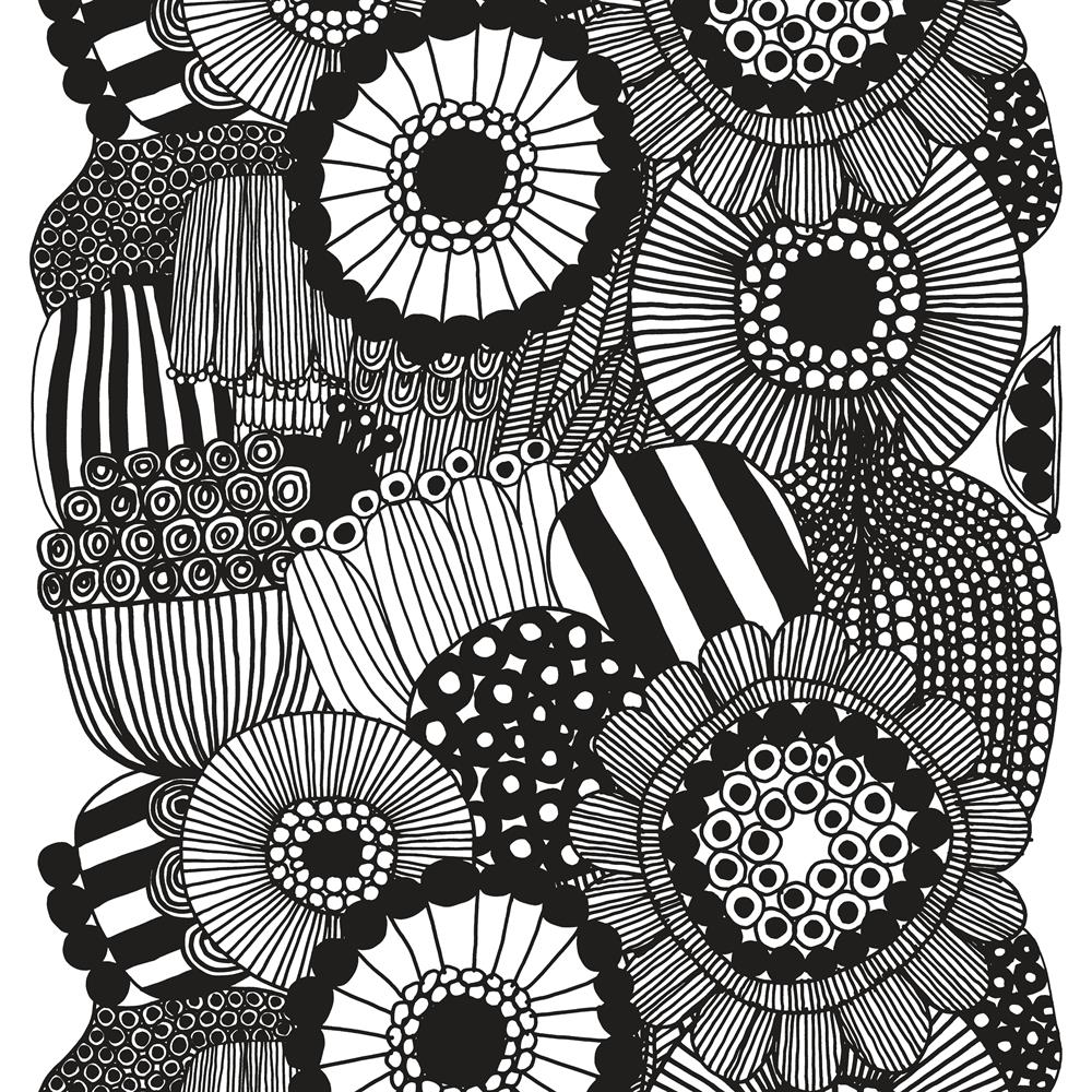 Marimekko Siirtolapuutarha fabric white-black