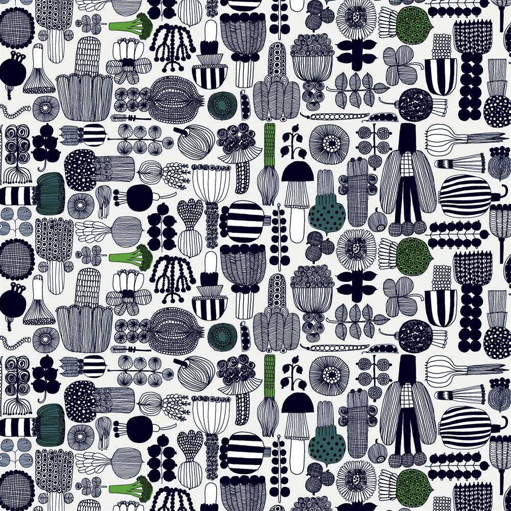 Marimekko Puutarhurin Parhaat oilcloth black-green