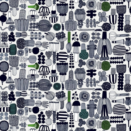 Marimekko Puutarhurin Parhaat oilcloth black-green