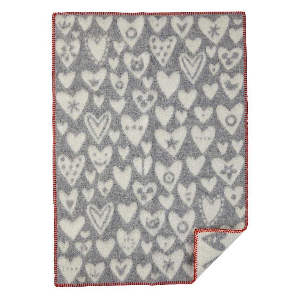 Klippan Yllefabrik Baby Heart wool blanket grey