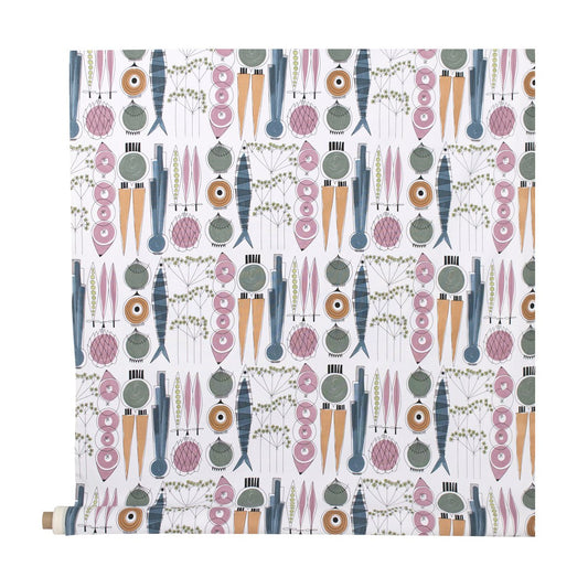 Almedahls Picknick oilcloth blue-pink