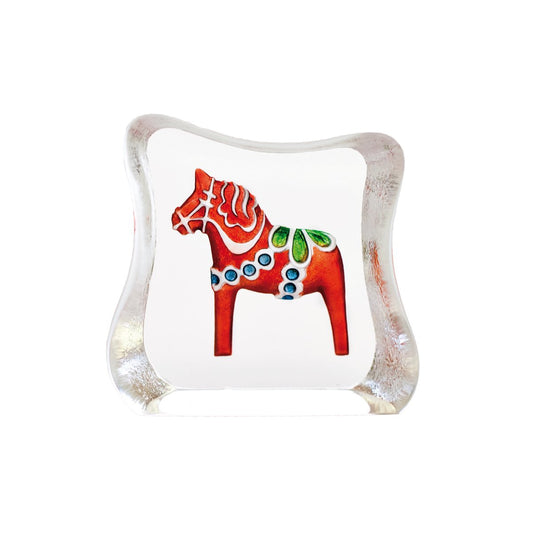 Målerås Glasbruk Dalecarlian horse sculpture mini red