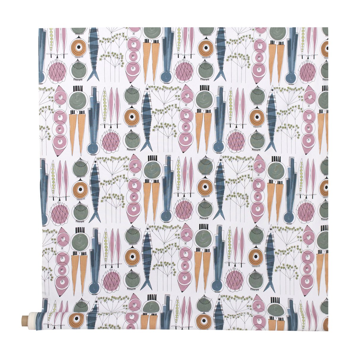 Almedahls Picknick fabric blue-pink