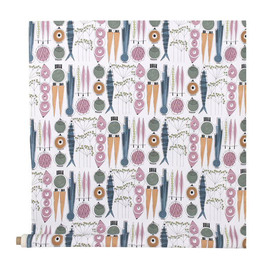 Almedahls Picknick fabric blue-pink