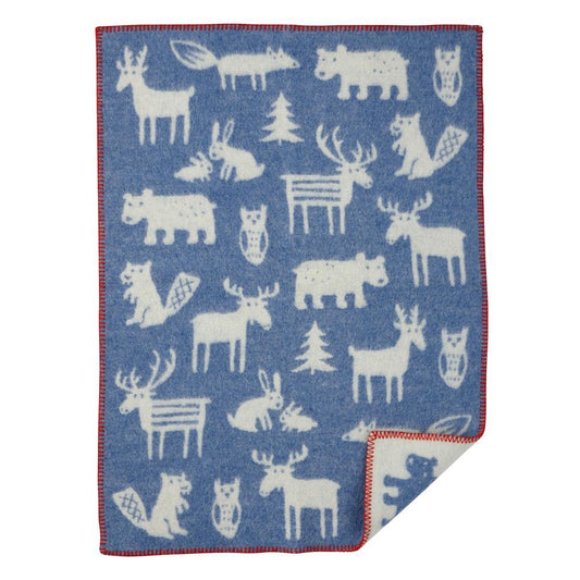 Klippan Yllefabrik Forest childrens blanket blue