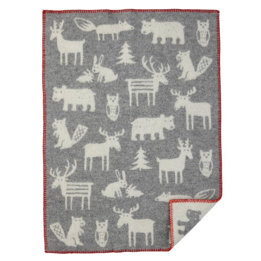 Klippan Yllefabrik Forest childrens blanket grey