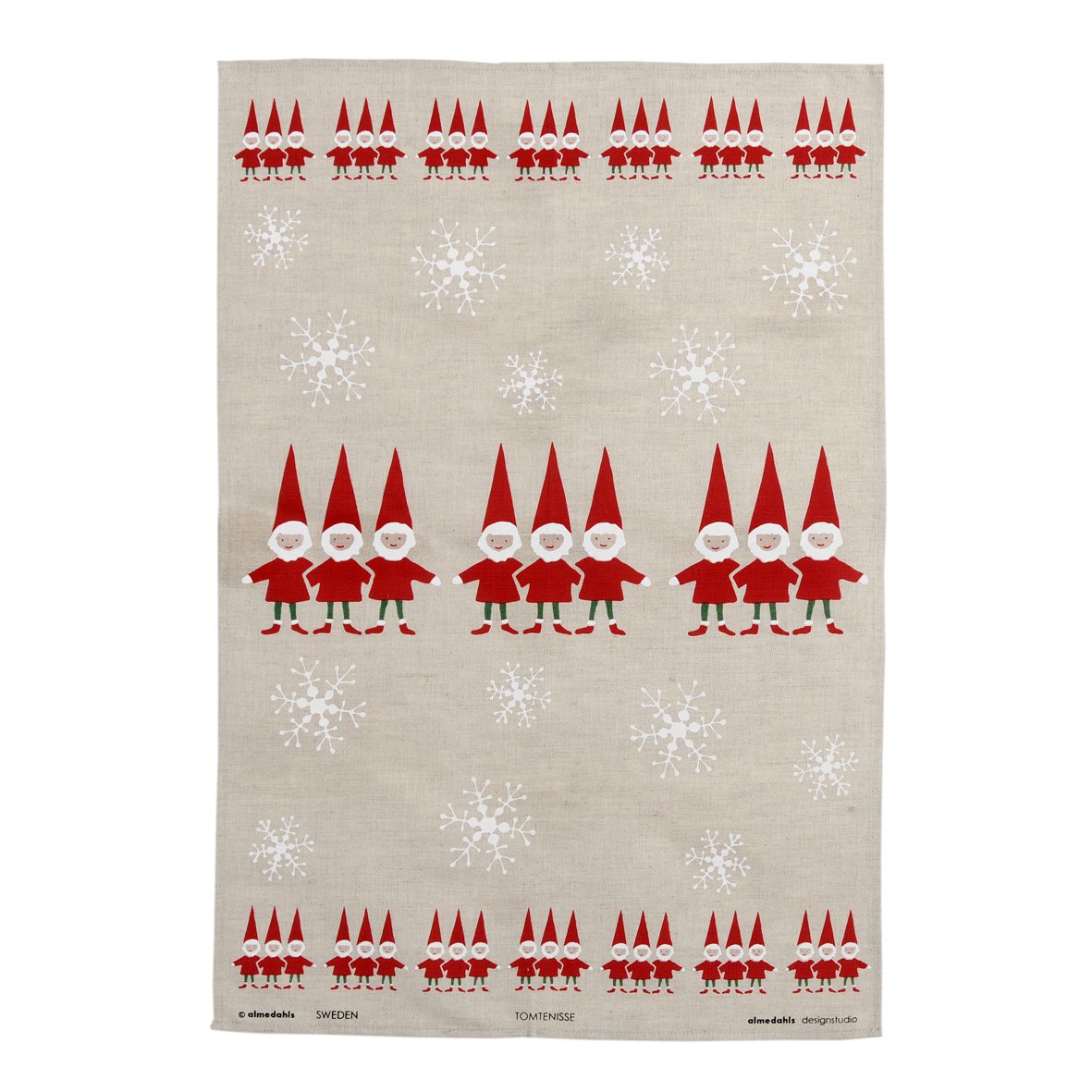 Almedahls Tomtenisse Kitchen Towel red santas