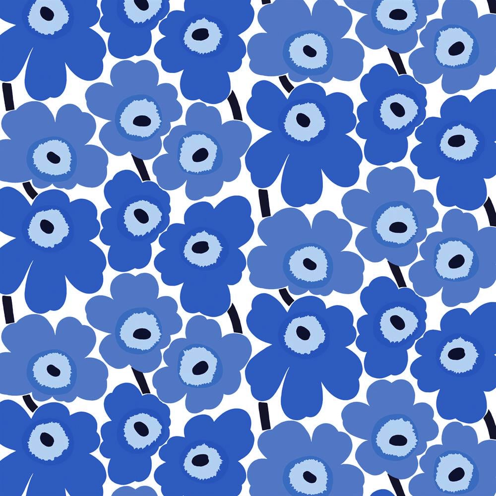 Marimekko Pieni Unikko Stoff Baumwolle Blau