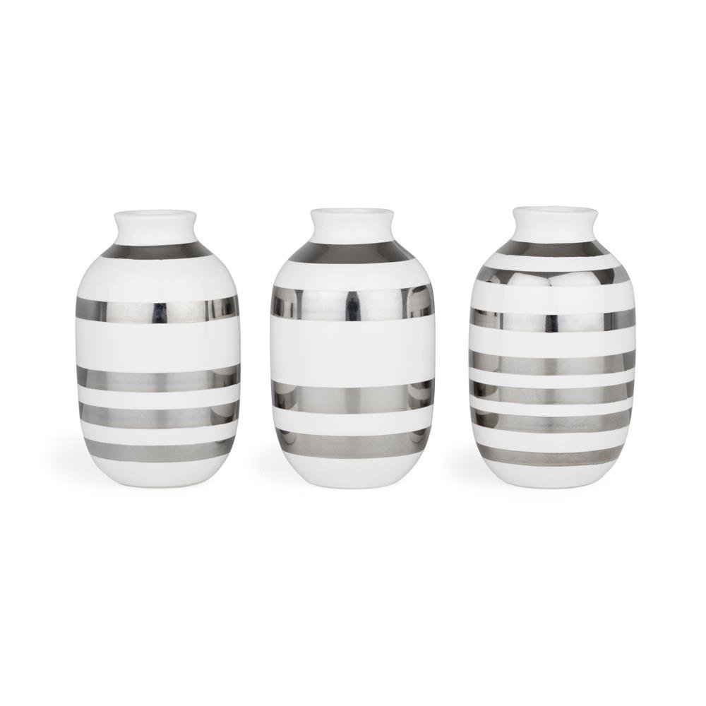 Kähler Omaggio miniatyrvas 3-pack silver-vit