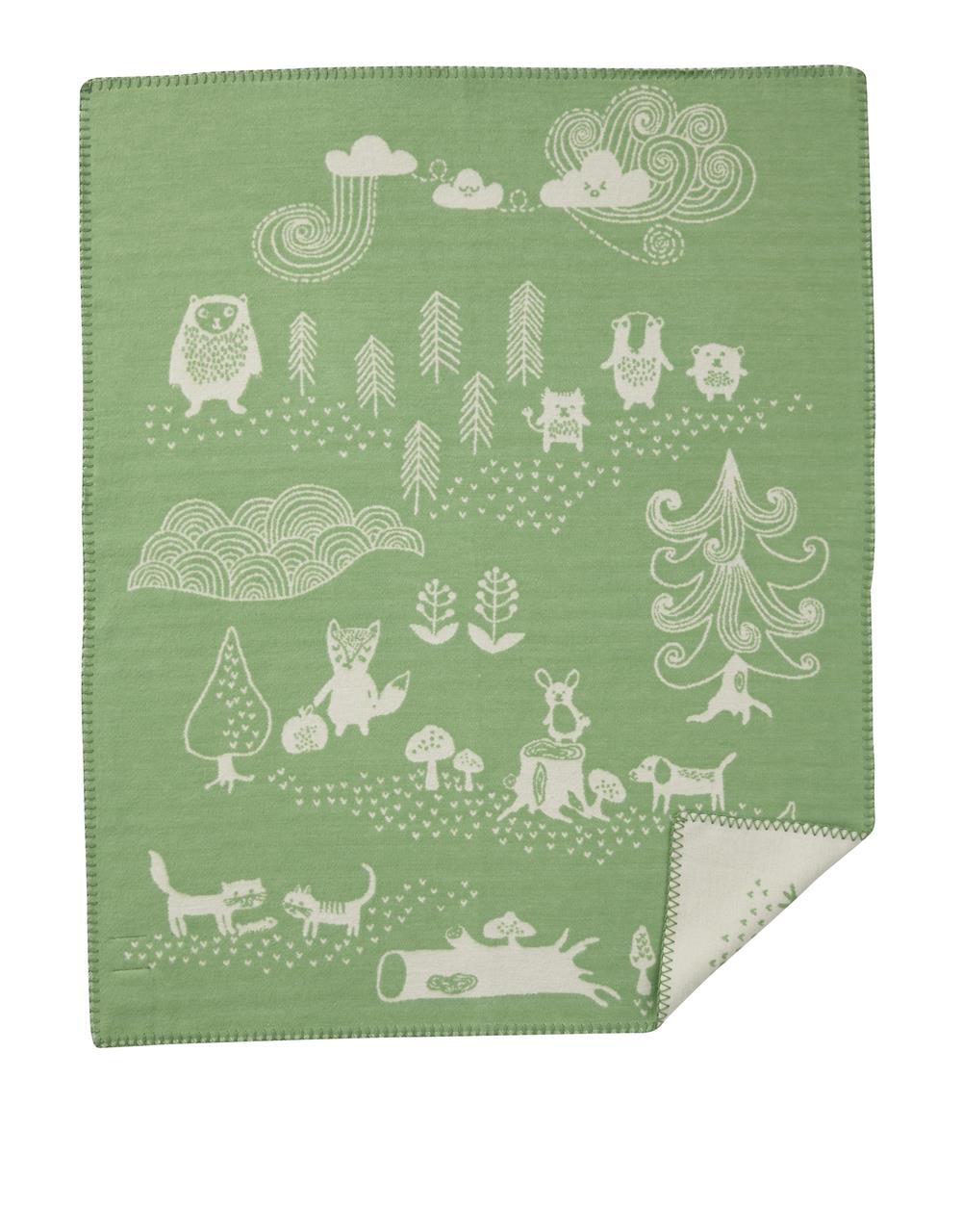 Klippan Yllefabrik Little bear childrens blanket green