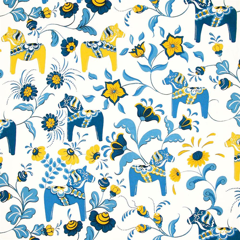 Arvidssons Textil Leksand fabric blue-yellow