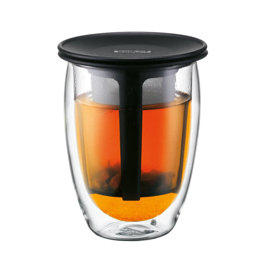 Bodum Tea For One glass with tea strainer black