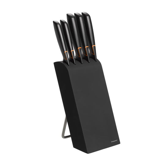 Fiskars Edge knife block with 5 knives black