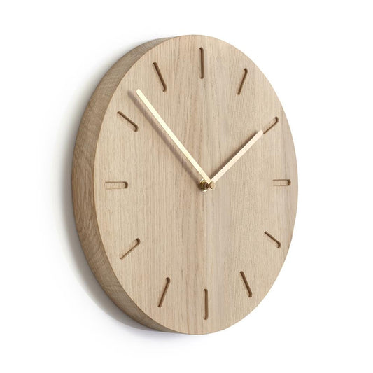 Applicata Watch:Out wall clock oak oak-brass