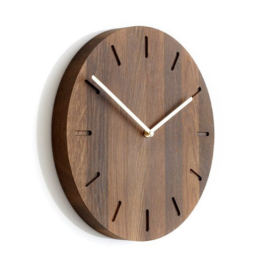 Applicata Watch:Out wall clock oak smoked oak-brass