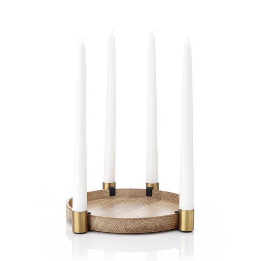 Applicata Luna candleholder oak-brass