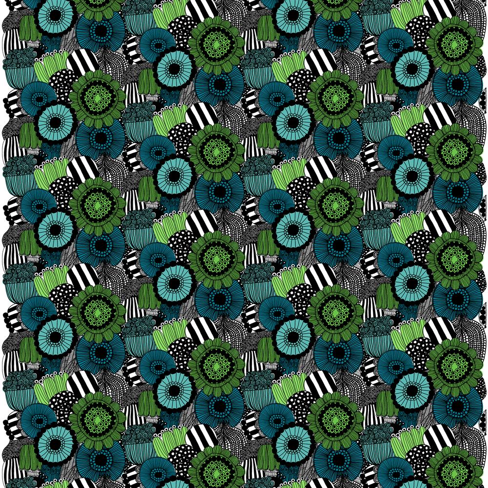 Marimekko Pieni Siirtolapuutarha fabric blue-green (Finland 100 years)