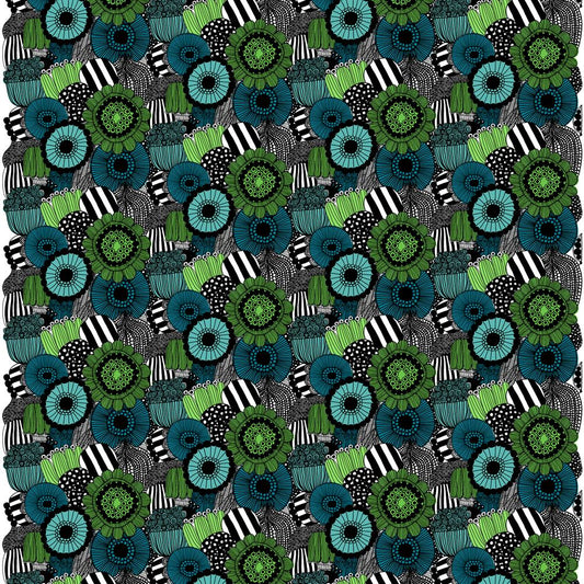 Marimekko Pieni Siirtolapuutarha fabric blue-green (Finland 100 years)