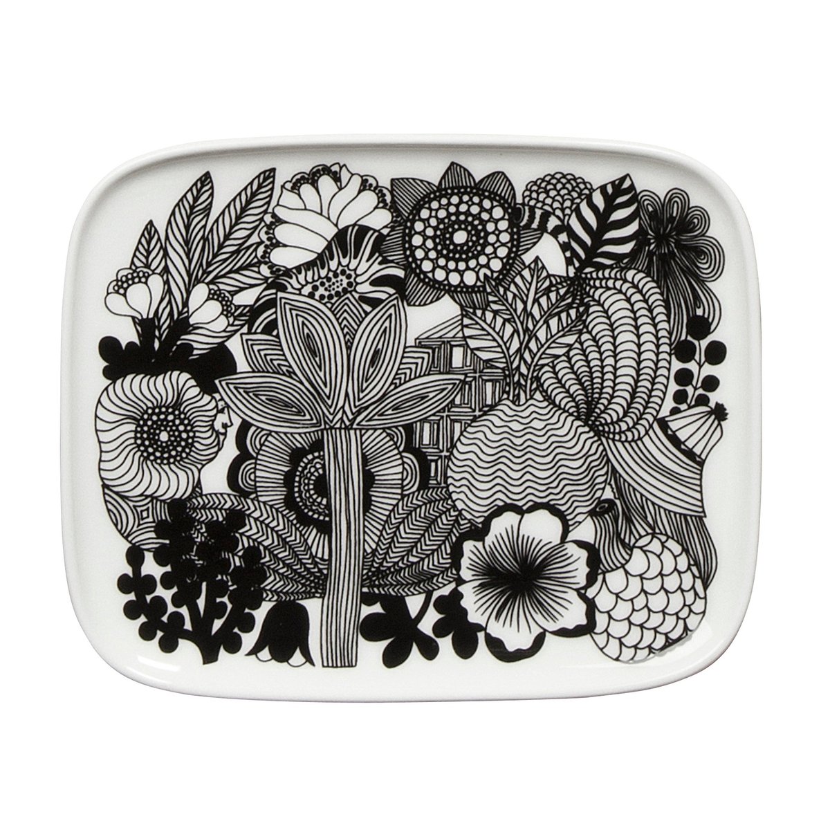 Marimekko Siirtolapuutarha saucer 15x12 cm black-white (Finland 100 years)