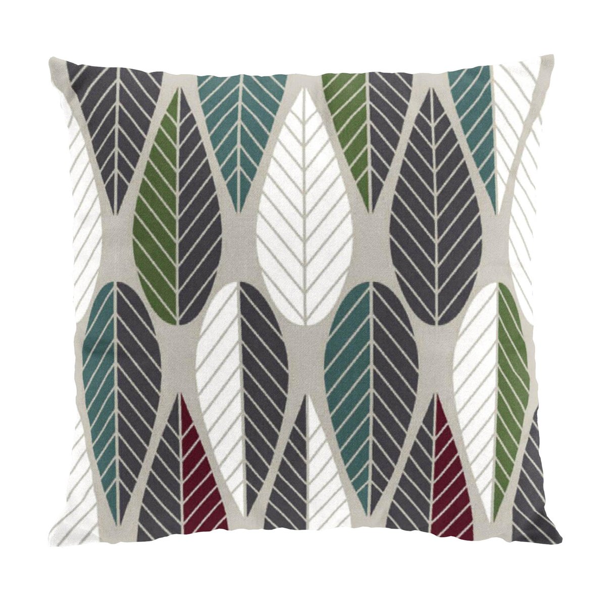 Arvidssons Textil Blader cushion cover wine red-green-grey