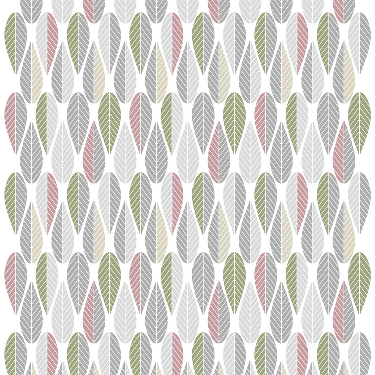 Arvidssons Textil Blader fabric pink-grey-green