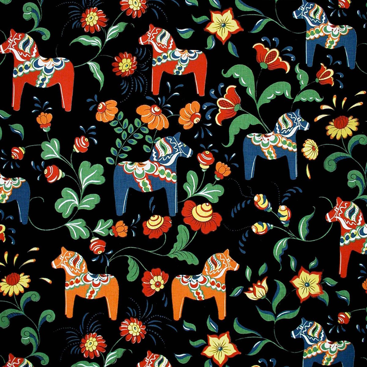 Arvidssons Textil Dalahäst Wachstuch Schwarz